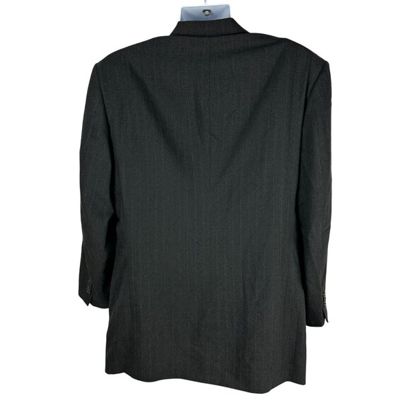Confezioni Riserva Black Pinstripe Blazer 2-Button Wool Blend Mens Size 44 Long - Picture 2 of 5